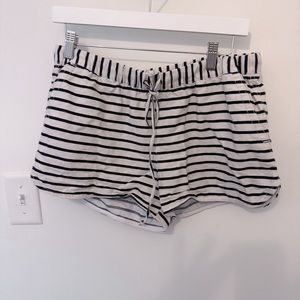 J.crew pull on shorts black and white striped